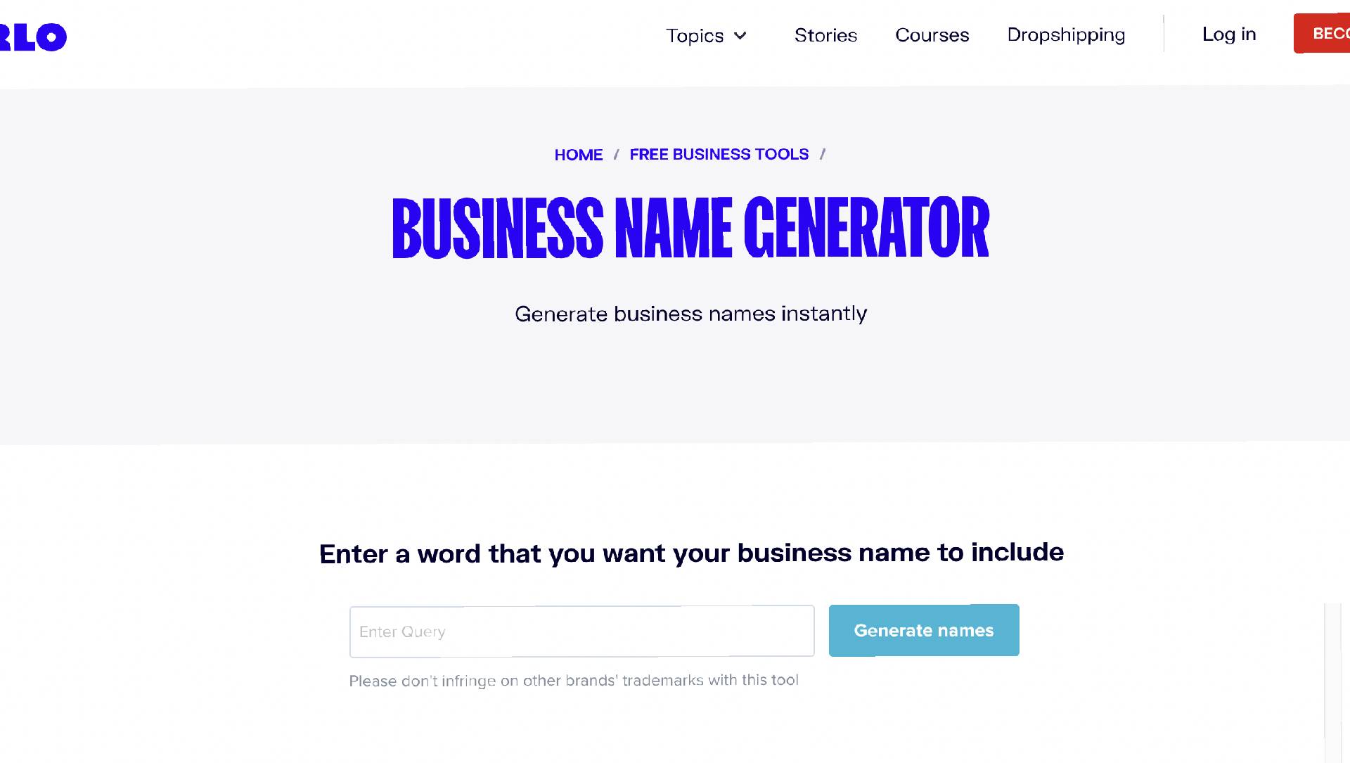 oberlo - business name generator platform
