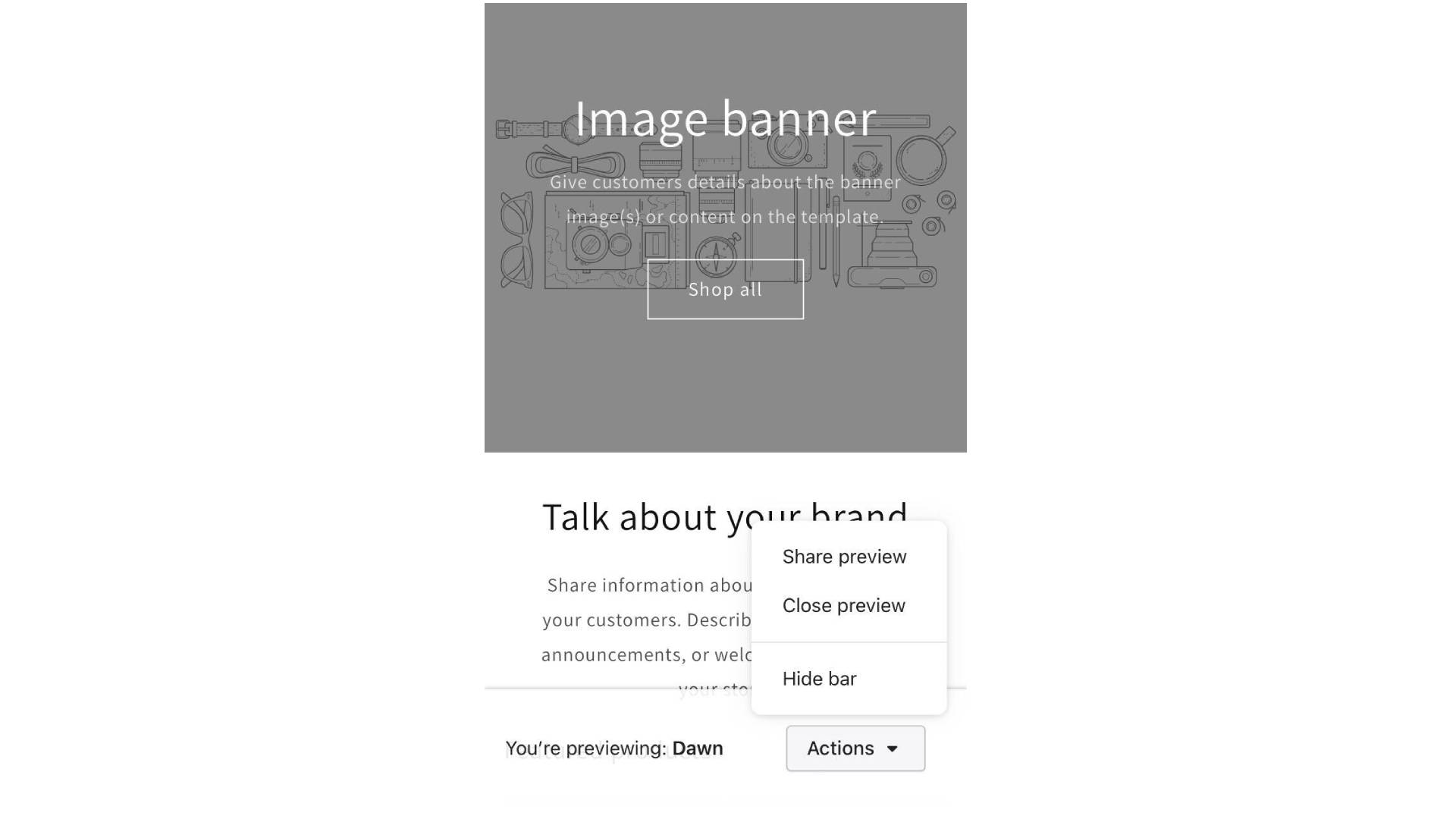 shopify mobile - preview store printscreen