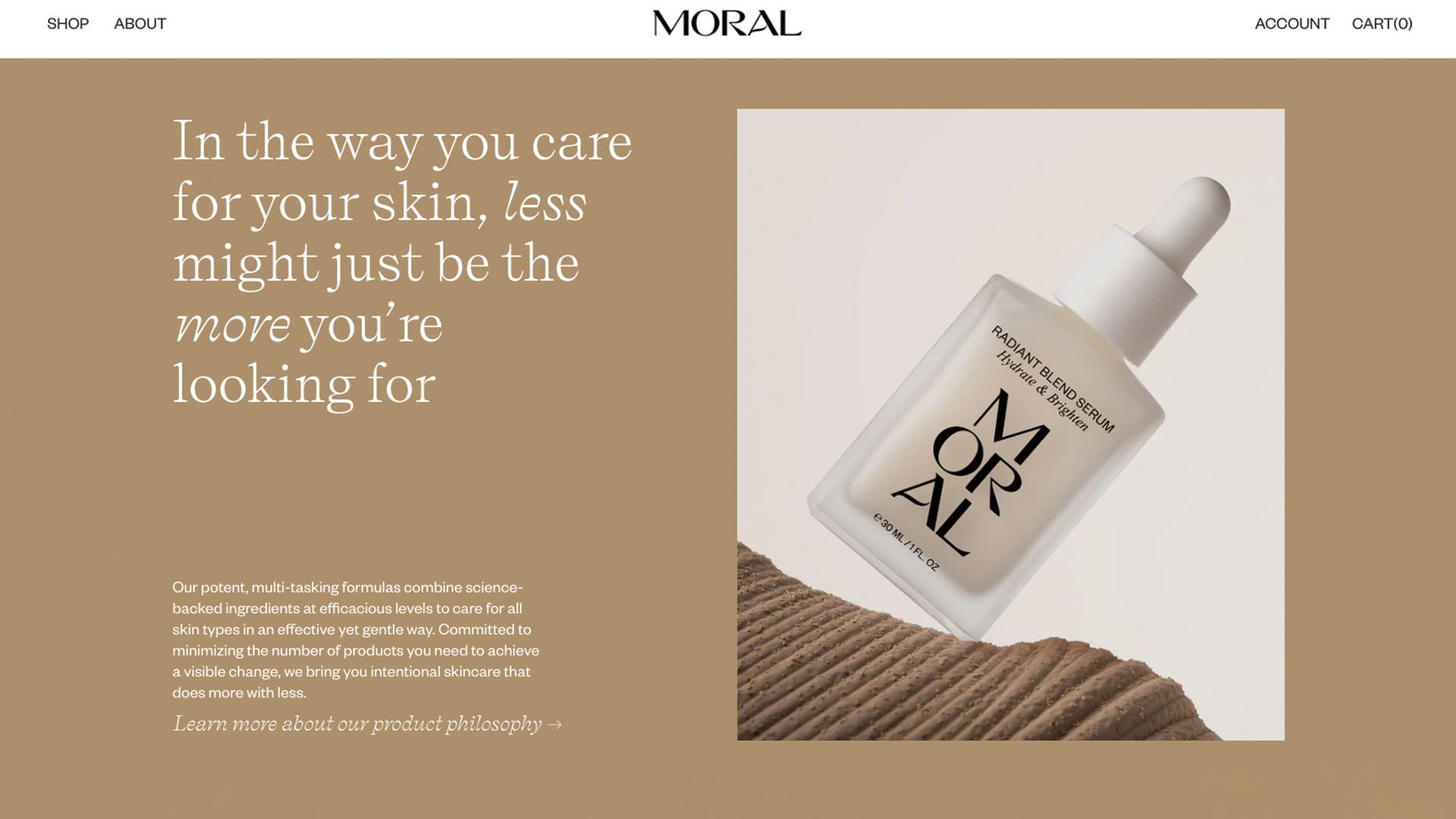 moral cosmetics shopify eshop homepage