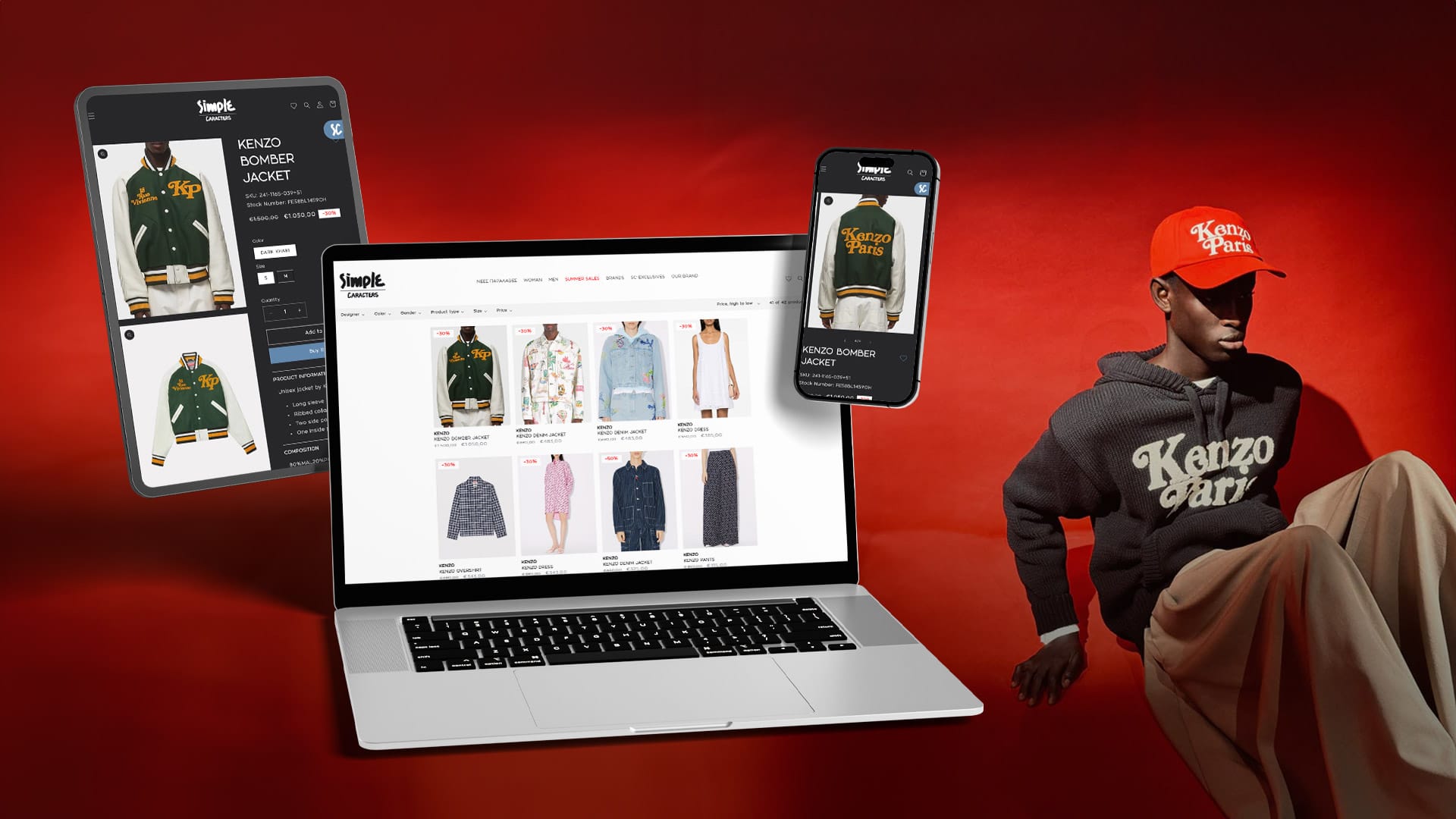 simple caracters shopify eshop responsive design (laptop-desktop-tablet)