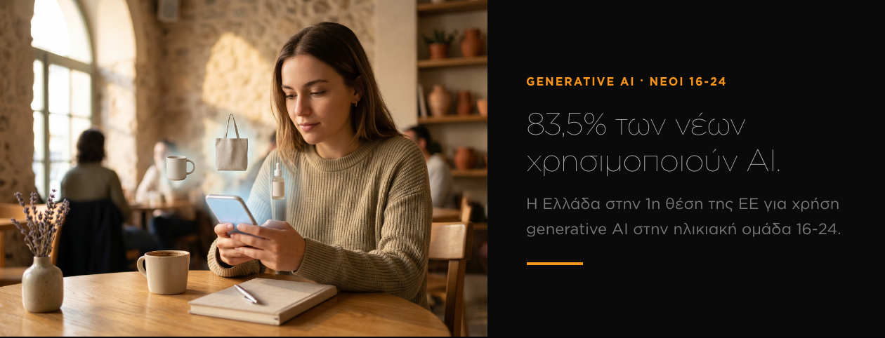83,5% των νέων Ελλήνων χρησιμοποιούν AI — #1 στην ΕΕ